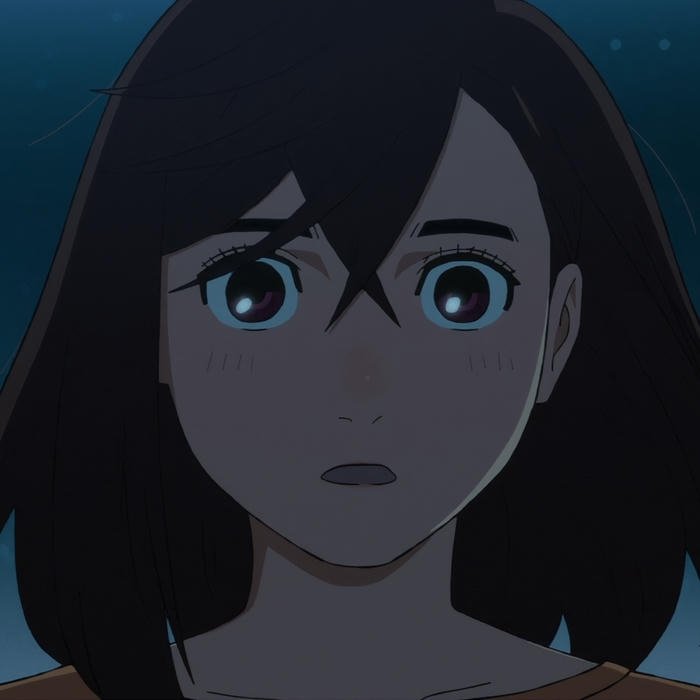 Hình avatar Dandadan khuôn mặt Momo Ayase lo lắng nhìn xa