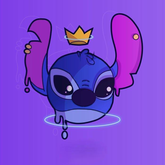 Hình avatar Disney chú Stitch tinh nghịch đội vương miện vàng