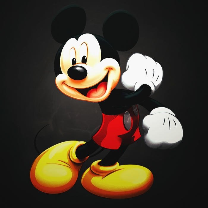 Hình avatar Disney chuột Mickey cổ điển đứng trên nền vàng