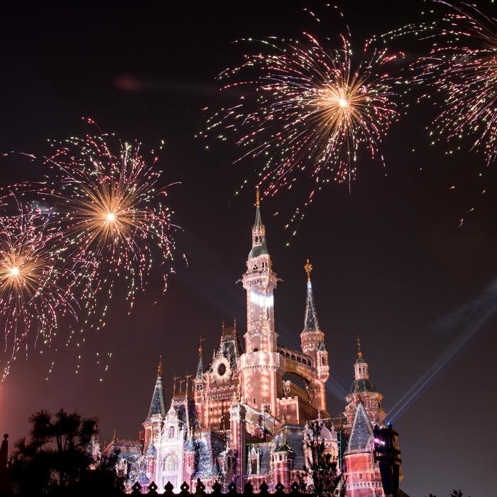 Hình avatar Disney lâu đài rực rỡ trong đêm pháo hoa