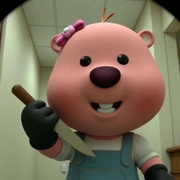 Hình avatar Loopy hài cầm dao ánh mắt sắc lẹm nguy hiểm