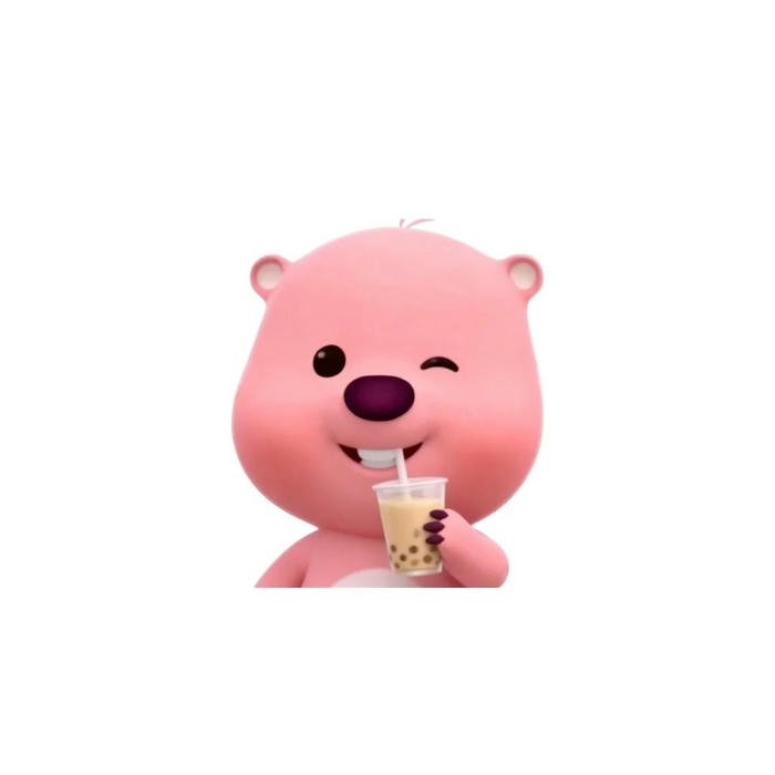 Hình avatar Loopy hài uống trà sữa nháy mắt cute phô mai