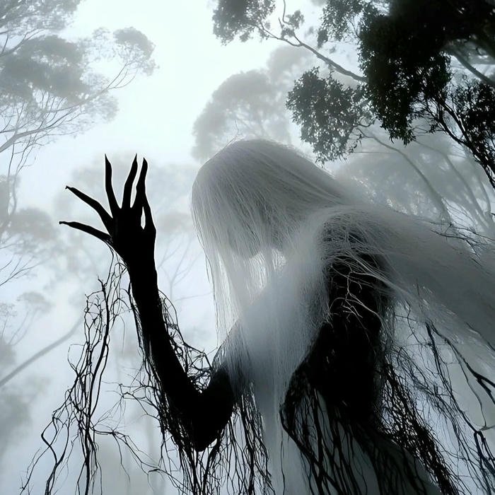 Hình avatar Phonk bóng ma trắng trong rừng đen tối