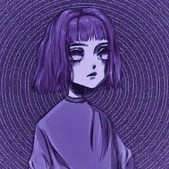 Hình avatar Phonk cô gái tóc tím phong cách retro