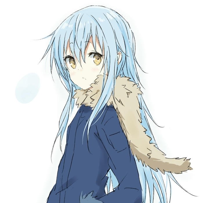 Hình avatar Rimuru đứng thẳng tóc xanh dài mượt