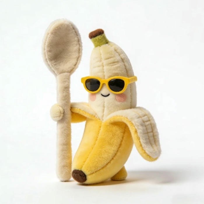 Hình avatar chuối ngầu đeo kính râm cầm hai cái thìa