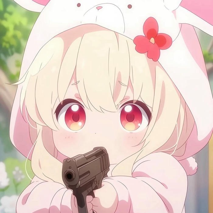 Hình avatar dễ thương chibi bé gái cầm súng cực ngầu