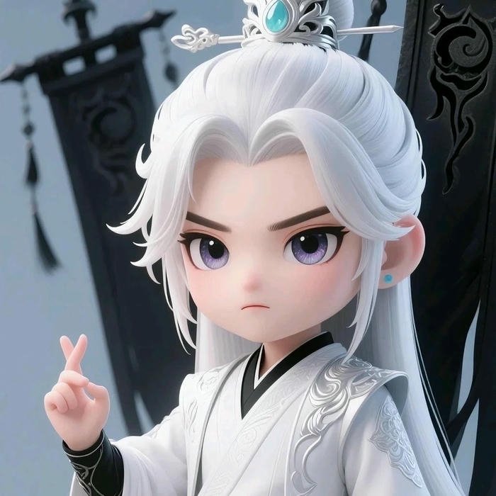 Hình avatar dễ thương chibi nam thần tiên cầm kiếm