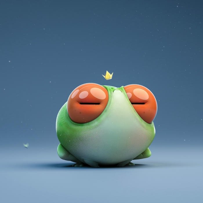 Hình avatar ếch tròn đội vương miện nhỏ xinh xắn