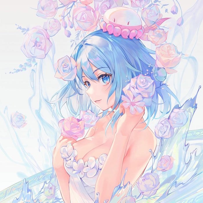 Hình avatar màu xanh dương tiên nữ tóc xanh lộng lẫy xinh