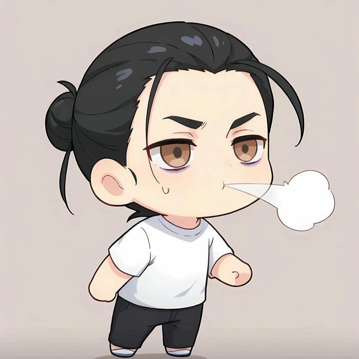 Hình avatar nam hoạt hình tóc dài đen mặc áo trắng