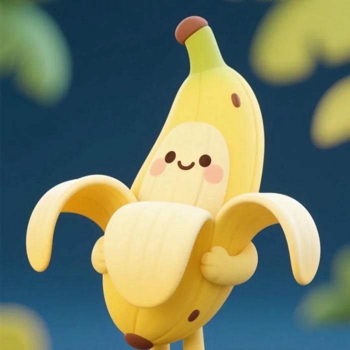 Hình avatar quả chuối cute thú bông đứng thẳng rất đáng yêu