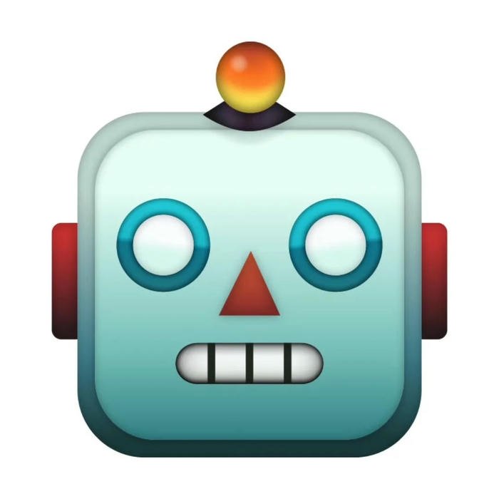 Hình biểu tượng đầu robot màu bạc mắt đỏ hiện đại