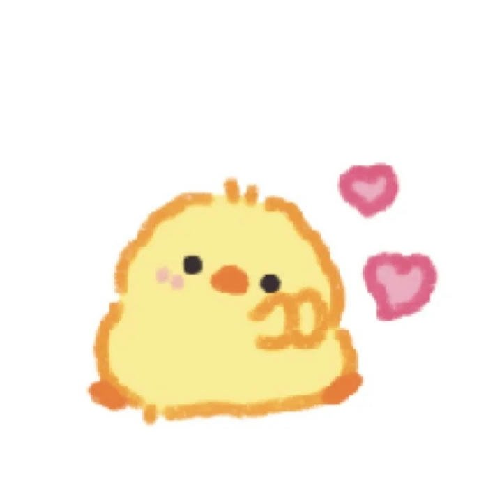 Hình đại diện gà cute có những trái tim hồng