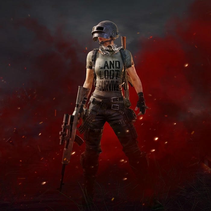 Hình nền PUBG nữ chiến binh đứng giữa làn khói đỏ