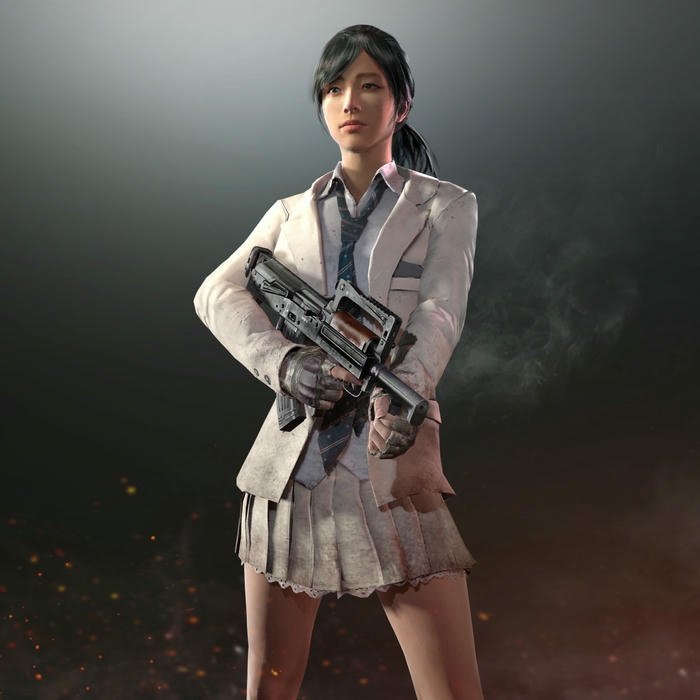 Hình nền PUBG nữ sinh mặc đồng phục cầm súng trường