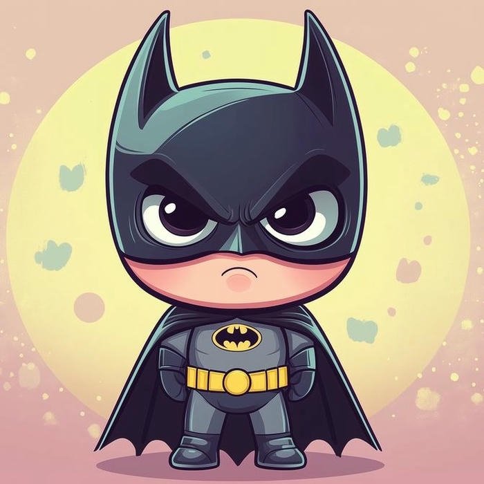 Hình nền batman chibi đầu to trên nền vàng nhạt