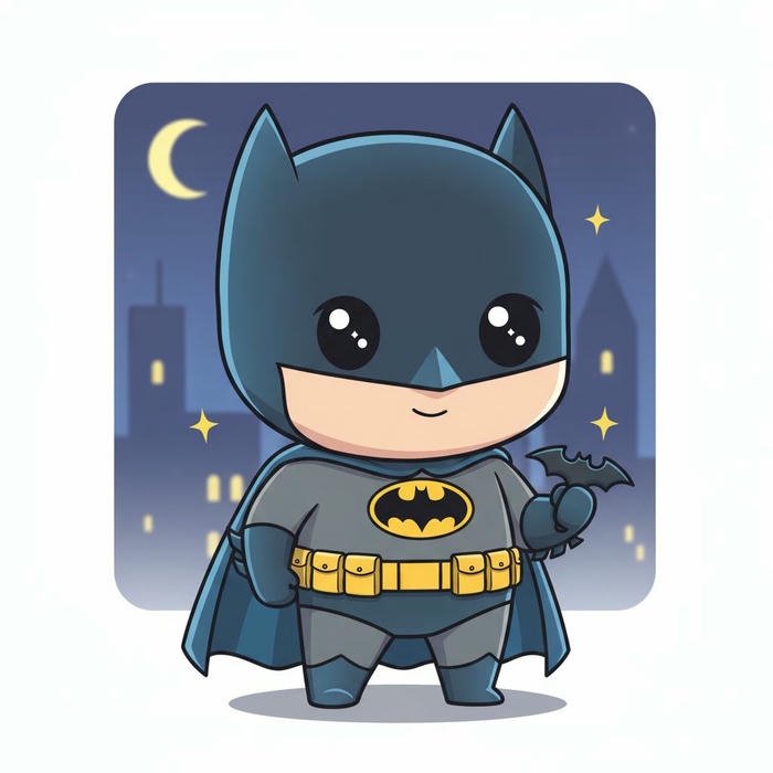 Hình nền batman chibi đứng giữa thành phố đêm đẹp