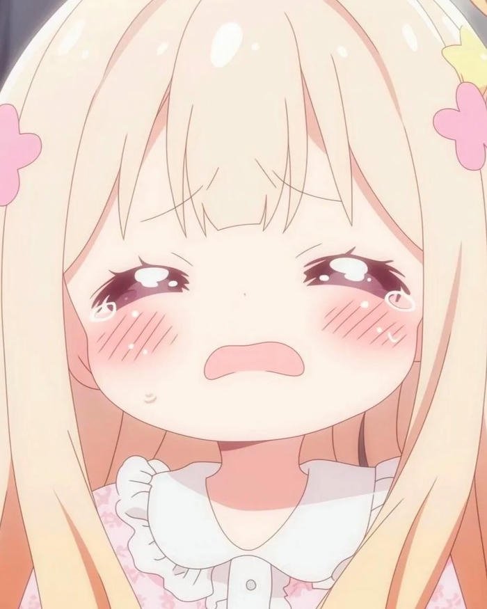 Hình nền chibi buồn bé gái tóc vàng khóc nhè