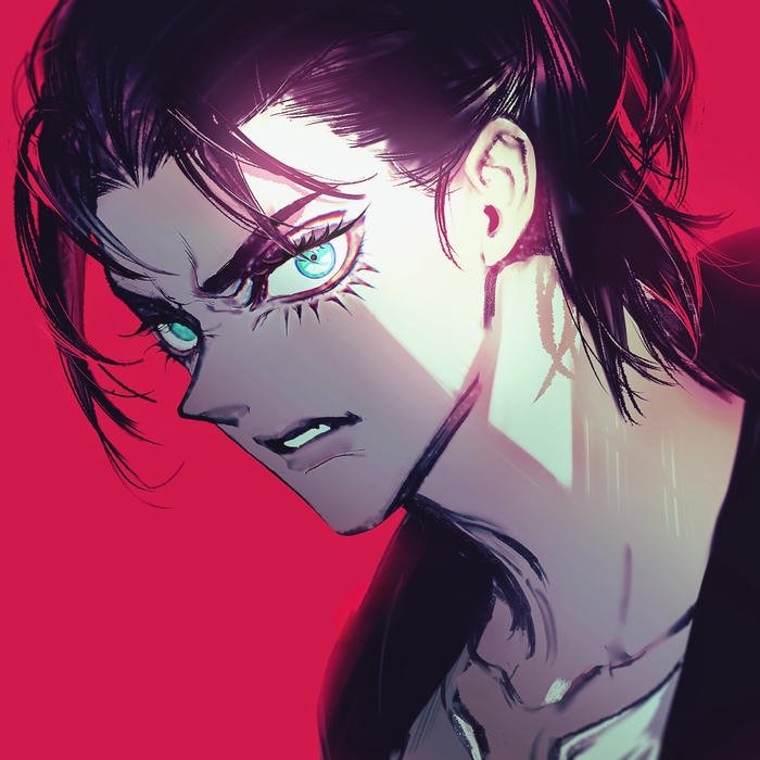 Hình nền eren góc nghiêng thần thánh ánh đỏ