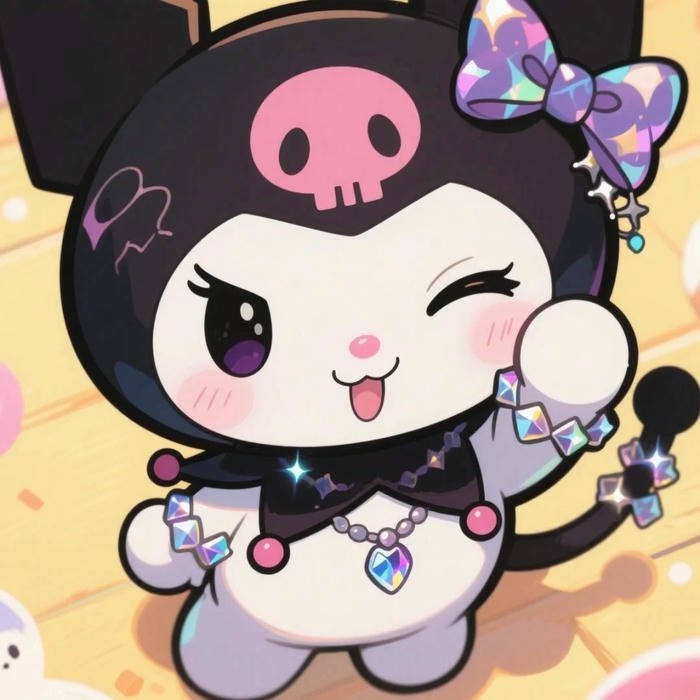 Hình nền kuromi nháy mắt đeo nơ xinh xắn quá