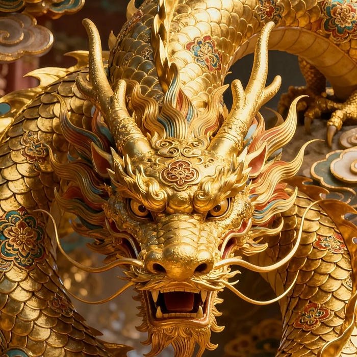 Hình nền rồng vàng điêu khắc chi tiết cực tinh xảo