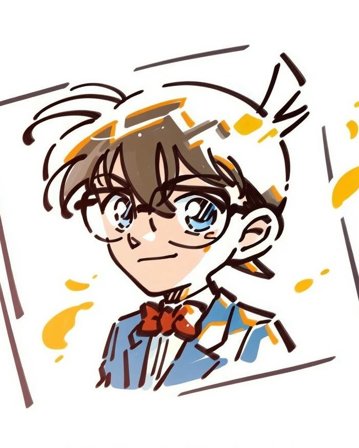 Hình vẽ conan chibi mỉm cười hiền hậu dễ thương