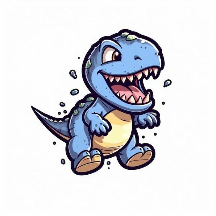 Khủng long xanh dương cười khoe răng trắng trông thật hóm hỉnh