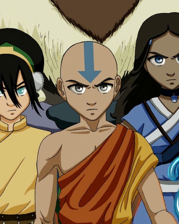 Nhóm bạn của aang avatar và katara toph đang rất vui vẻ