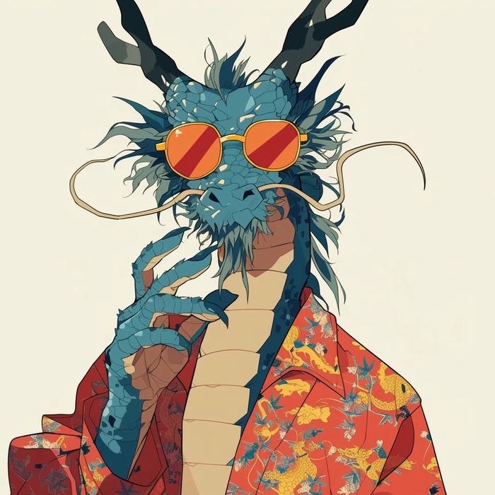 Rồng xanh đeo kính râm phong cách dân chơi ngầu