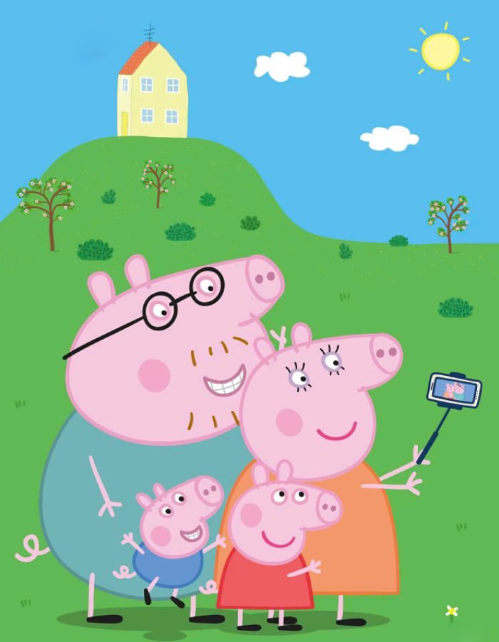 ảnh gia đình anime heo peppa cắm trại