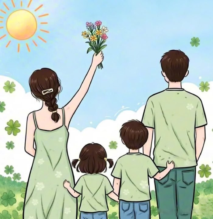 ảnh gia đình anime khoảnh khắc bên nhau