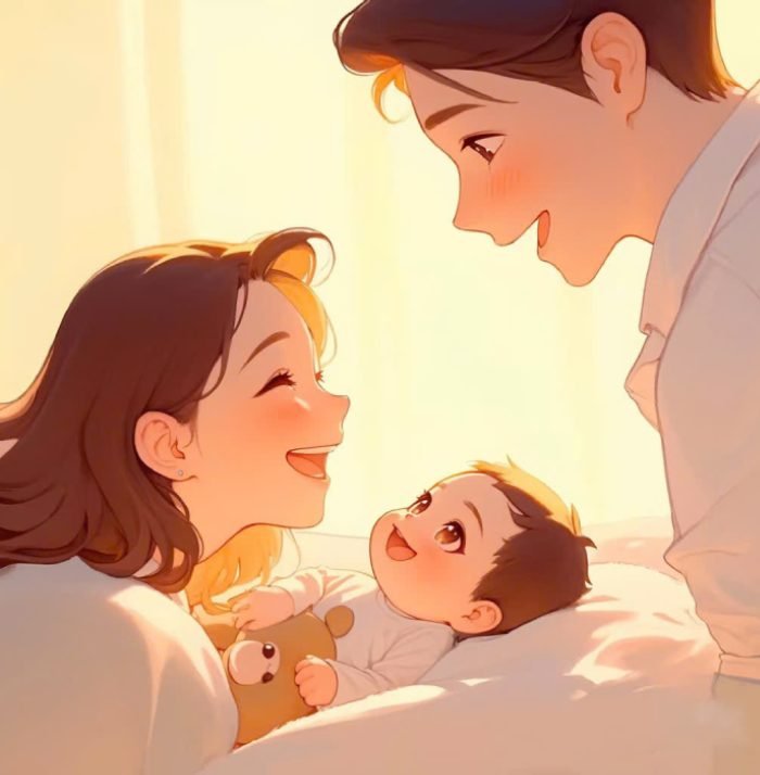 ảnh gia đình anime thể hiện tình cảm gần gũi