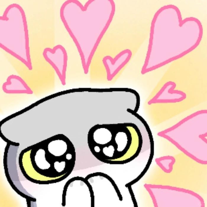 ánh mắt cute meme trái tim mèo