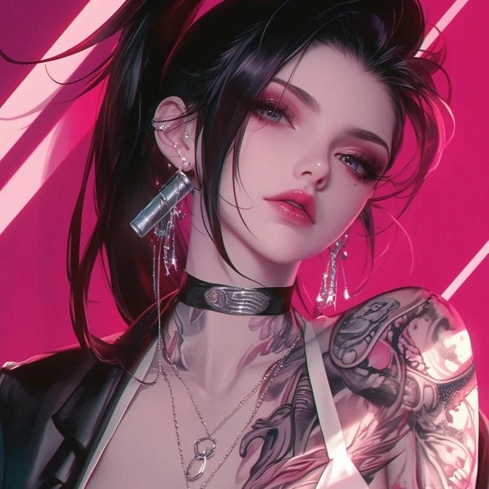 avatar anime cool cô gái tóc hồng cá tính mạnh