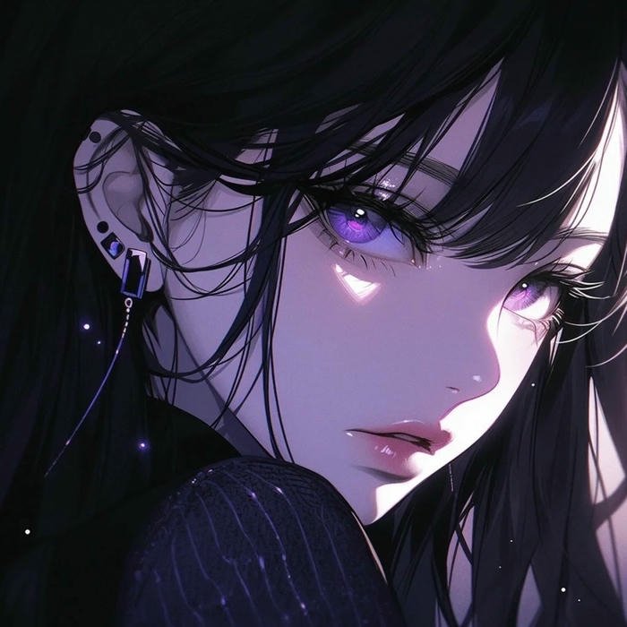avatar anime cool cô gái trong ánh sáng tím mờ