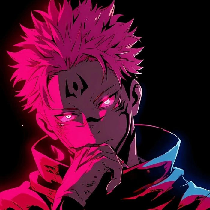 avatar anime cool nam tóc hồng hiệu ứng neon