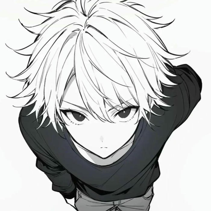 avatar anime cool nam tóc trắng ngước nhìn lên