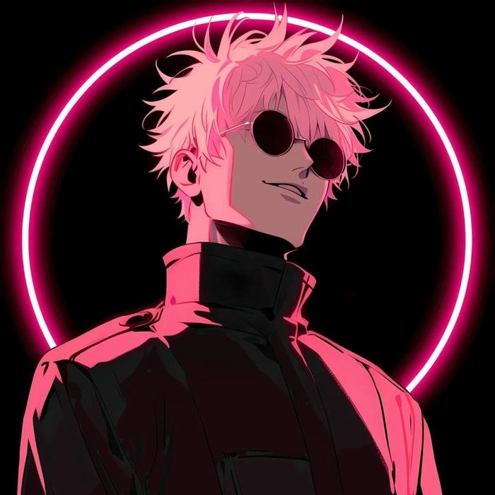 avatar anime cool nam với vòng sáng neon hồng