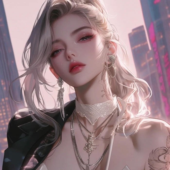 avatar anime cool nữ tóc trắng thần thái sang chảnh