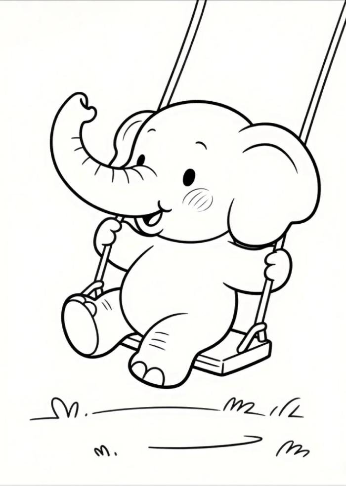 bé học tô cùng tranh tô màu con voi dễ thương