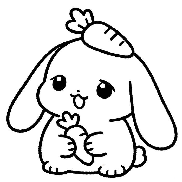 biểu cảm cute tranh tô màu con thỏ cho trẻ em