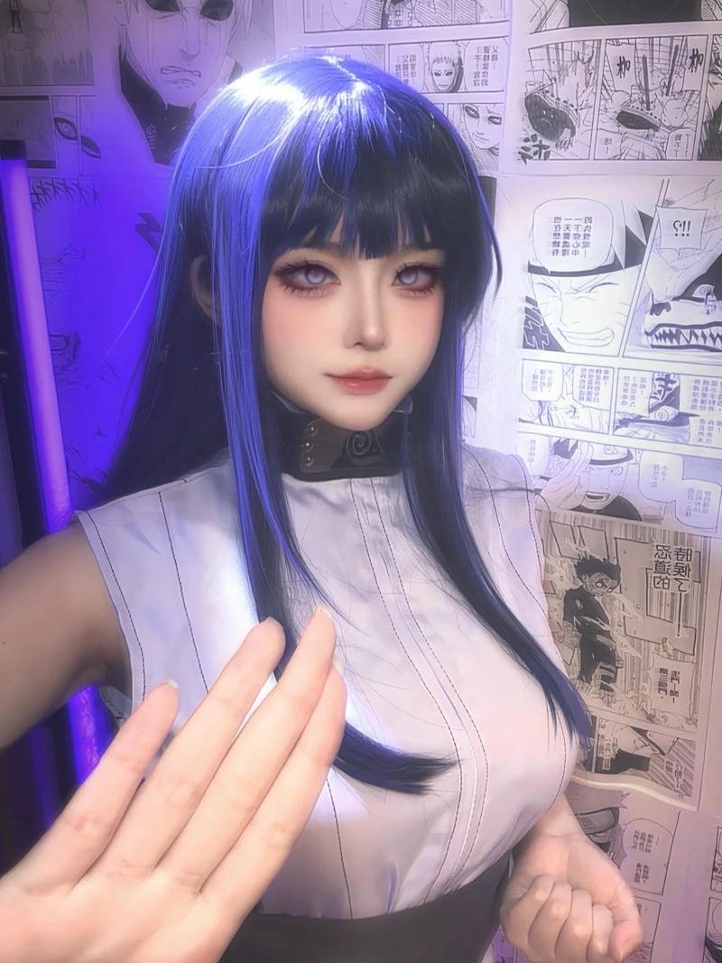 cosplay hinata cận mặt nhìn xuống buồn