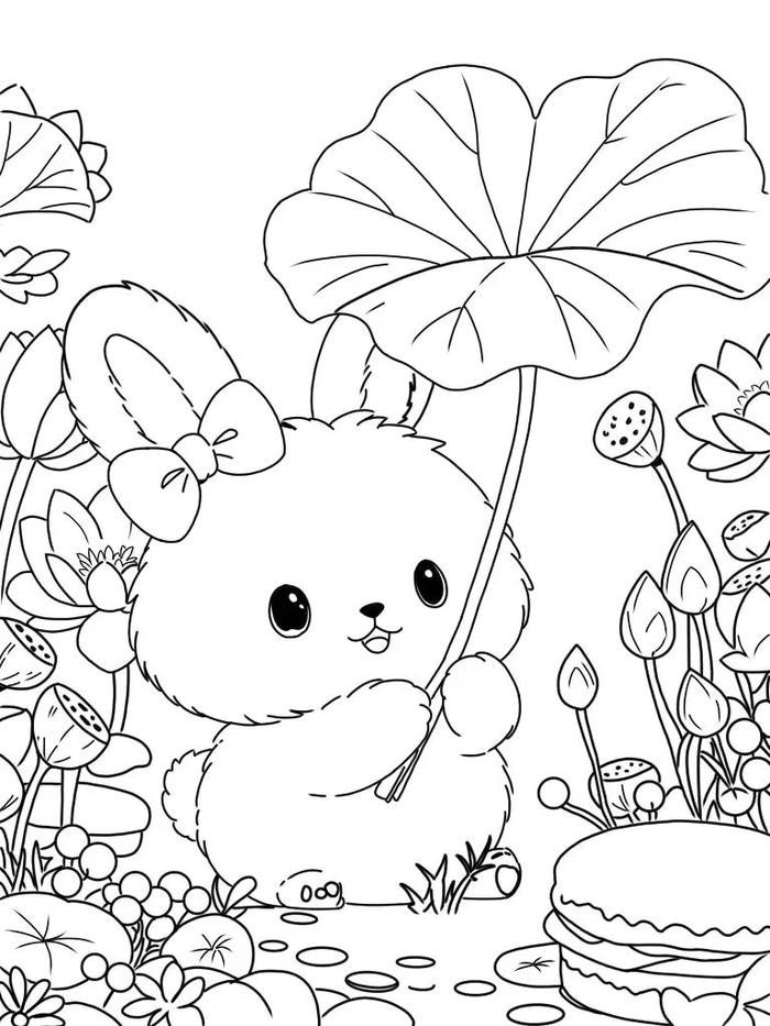 dáng nhỏ xinh tranh tô màu con thỏ