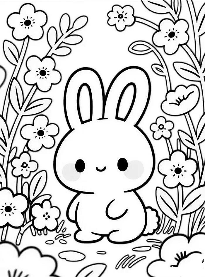 dáng thỏ cute trong tranh tô màu con thỏ dễ thương