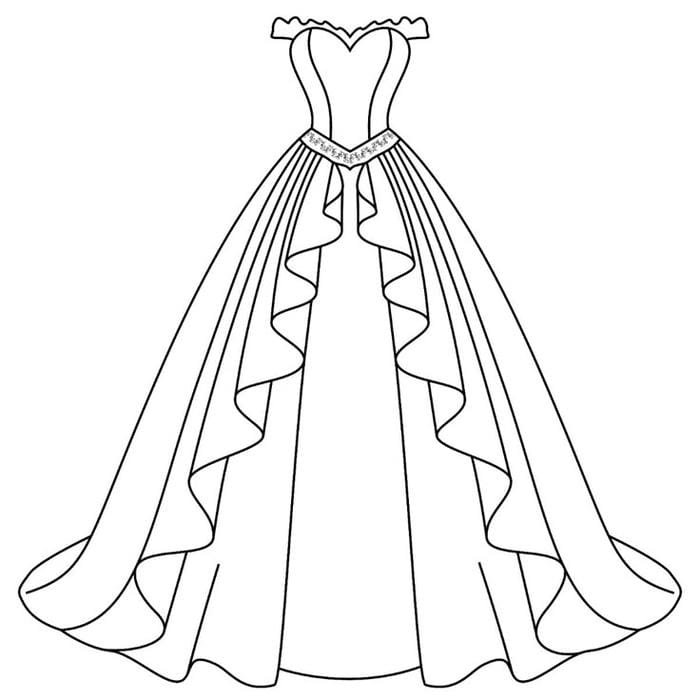 dáng váy mềm mại qua tranh tô màu váy công chúa