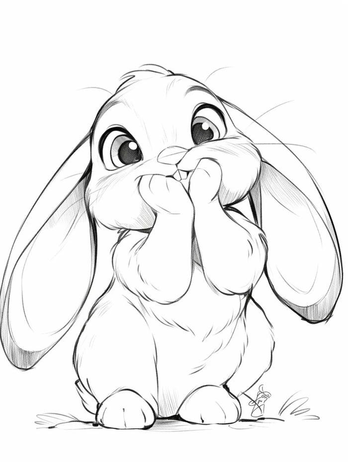 đề tài tranh tô màu con thỏ dáng tròn đáng yêu