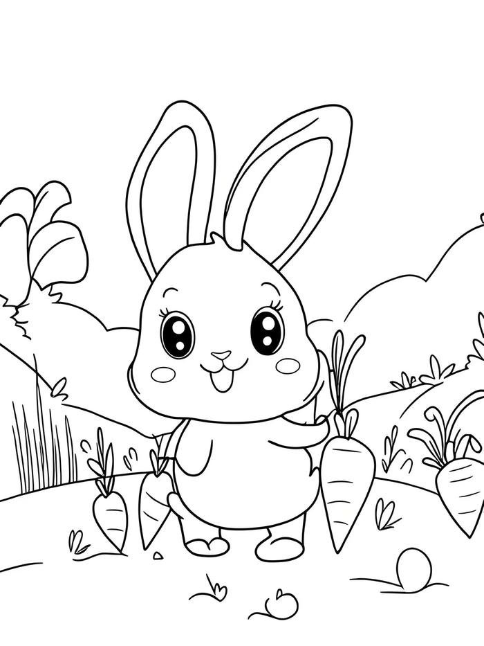 gương mặt tươi vui tranh tô màu con thỏ cute