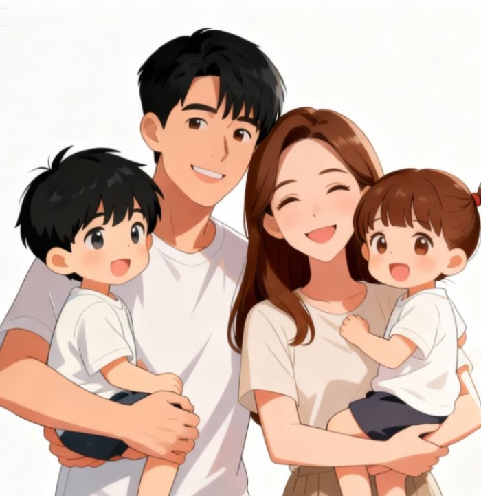 hạnh phúc nhẹ nhàng ảnh gia đình anime