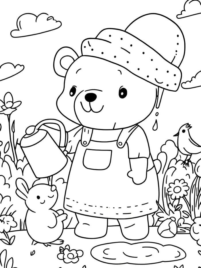 hình ảnh ngộ nghĩnh cho tô màu con gấu dễ thương